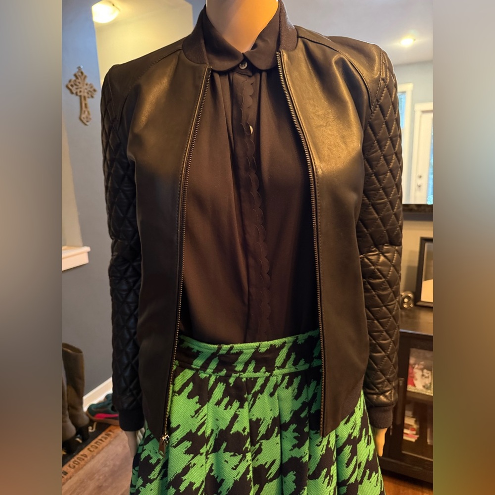 Soia & Kyo Black Quilted Lambskin Bomber (XS)